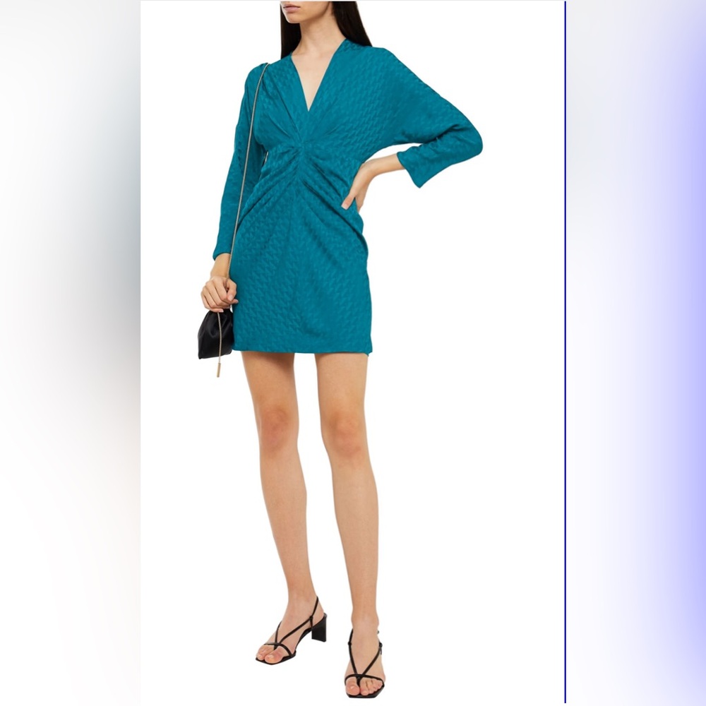 SANDRO Aney pleated satin-jacquard mini dress